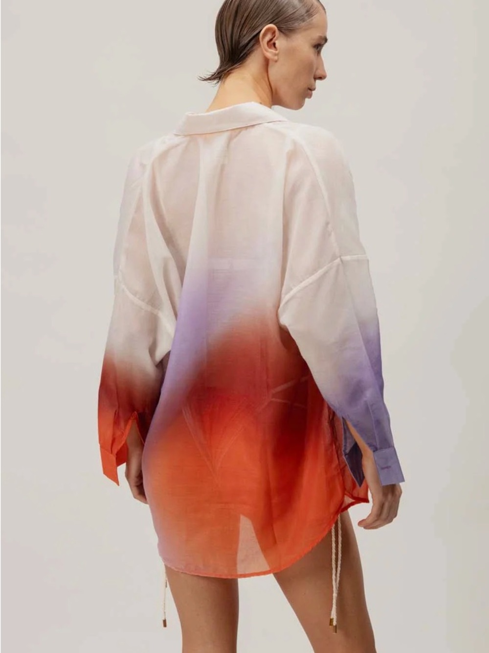 Baobab Collection Women's Ombre Button-Front Shirt - Cream, Coral & Lavender - Picture 7 of 8